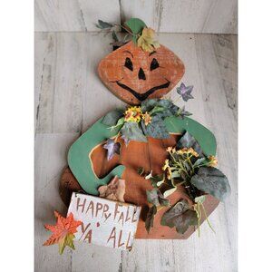 Halloween wooden pumpkin jack-o'-lantern man hanging sign home‎ decor